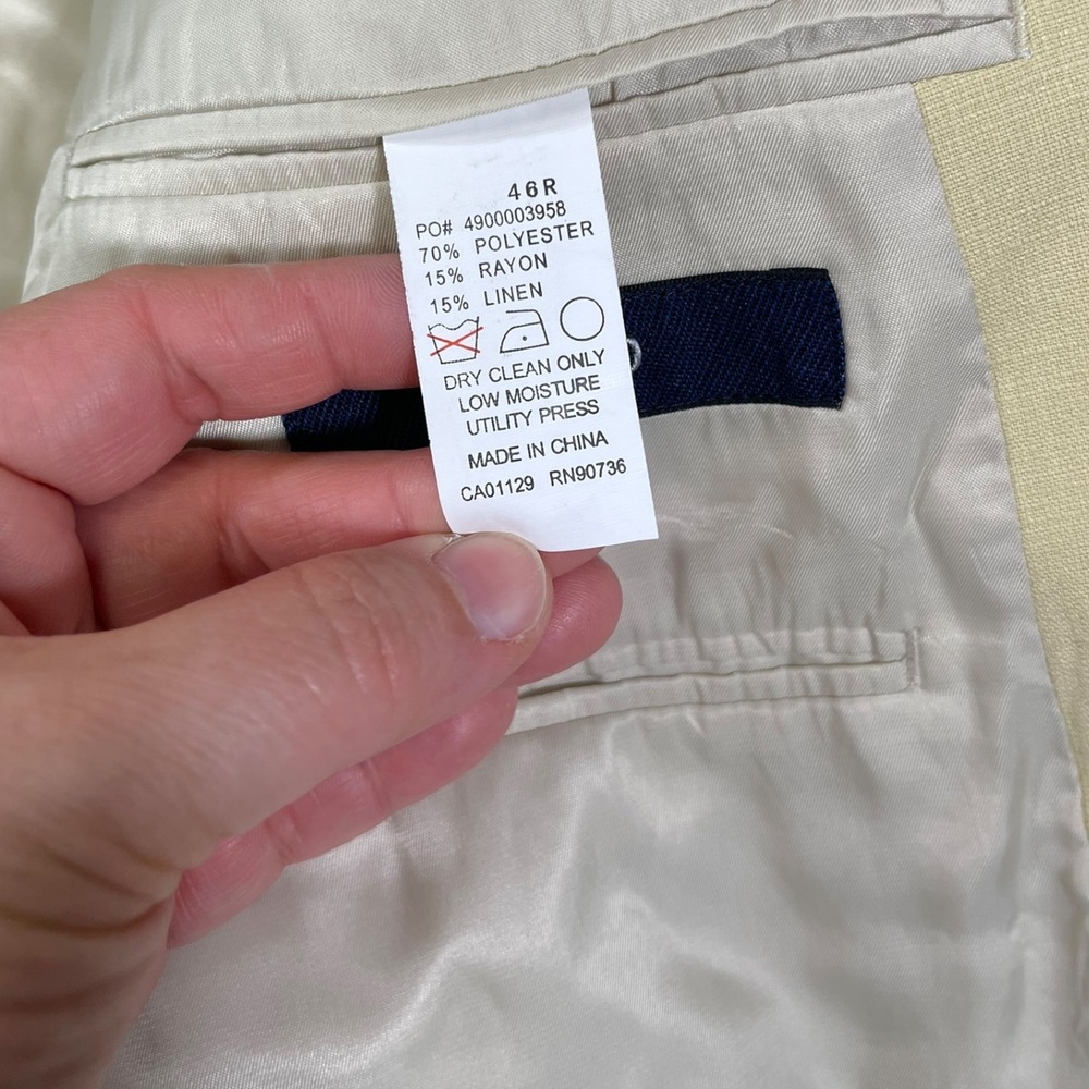 IZOD 46R Yellow Blazer Linen Blend Two Button Sport Coat Preppy Coastal Minimal - Picture 10 of 10
